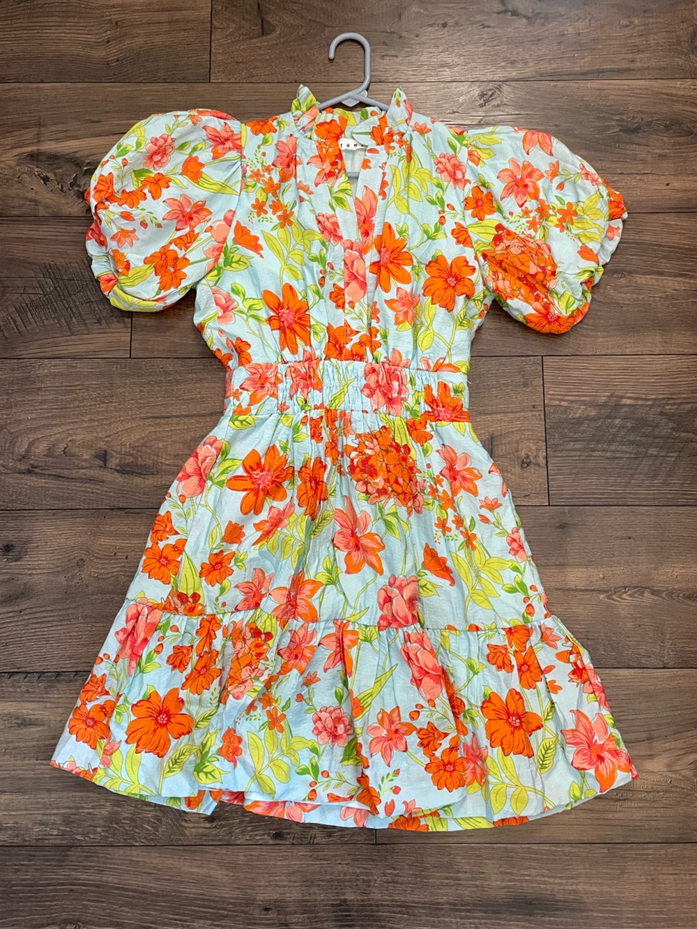 THML Floral Smocked Puff Sleeve Dress Small